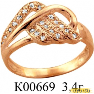 Золотое кольцо 585 пробы с фианитом, К00669