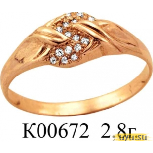 Золотое кольцо 585 пробы с фианитом, К00672