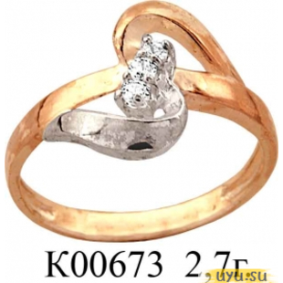 Золотое кольцо 585 пробы с фианитом, К00673