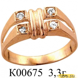 Золотое кольцо 585 пробы с фианитом, К00675