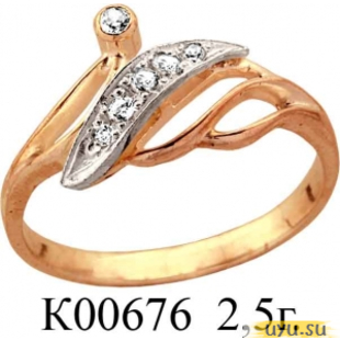 Золотое кольцо 585 пробы с фианитом, К00676