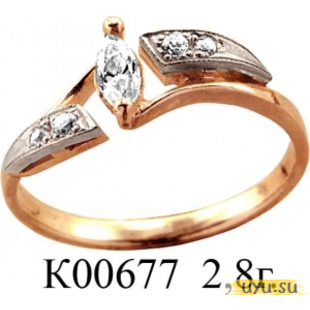 Золотое кольцо 585 пробы с фианитом, К00677