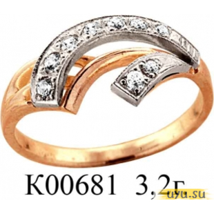 Золотое кольцо 585 пробы с фианитом, К00681