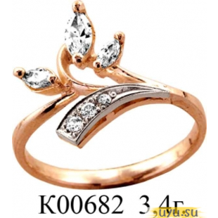 Золотое кольцо 585 пробы с фианитом, К00682
