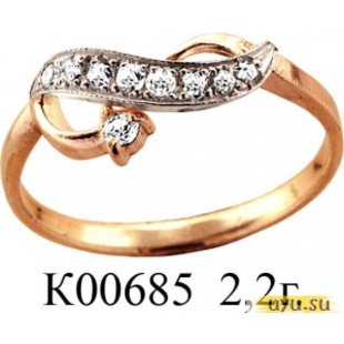 Золотое кольцо 585 пробы с фианитом, К00685