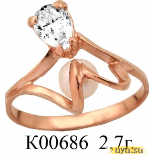 Золотое кольцо 585 пробы с фианитом, К00686