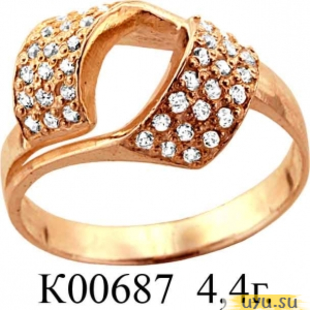 Золотое кольцо 585 пробы с фианитом, К00687