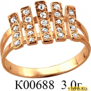 Золотое кольцо 585 пробы с фианитом, К00688