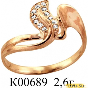 Золотое кольцо 585 пробы с фианитом, К00689