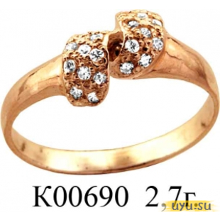 Золотое кольцо 585 пробы с фианитом, К00690