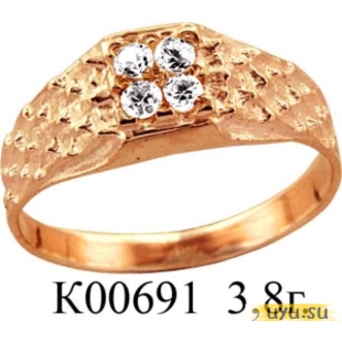 Золотое кольцо 585 пробы с фианитом, К00691
