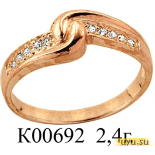 Золотое кольцо 585 пробы с фианитом, К00692