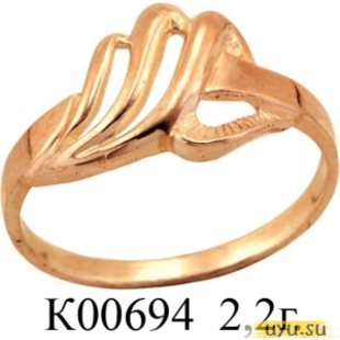 Золотое кольцо 585 пробы без камней К00694