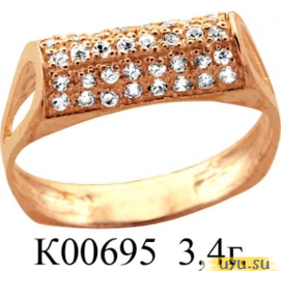 Золотое кольцо 585 пробы с фианитом, К00695