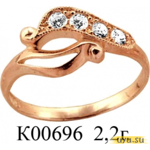 Золотое кольцо 585 пробы с фианитом, К00696
