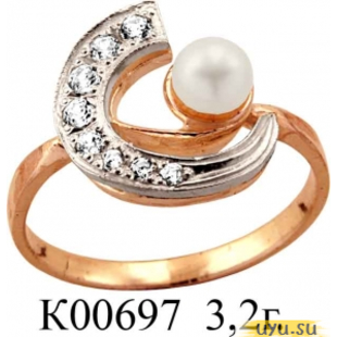 Золотое кольцо 585 пробы с фианитом, К00697