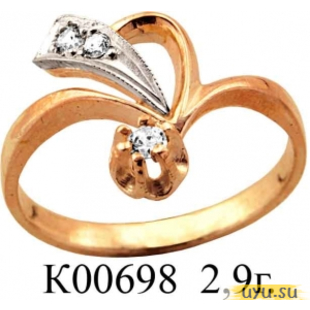 Золотое кольцо 585 пробы с фианитом, К00698