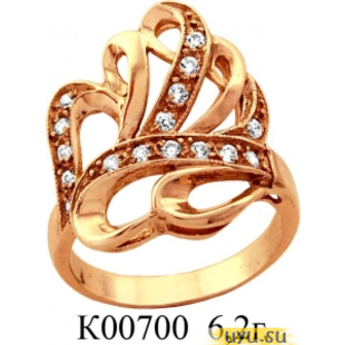 Золотое кольцо 585 пробы с фианитом, К00700