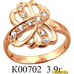 Золотое кольцо 585 пробы с фианитом, К00702