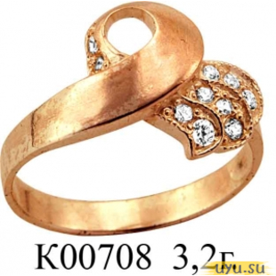 Золотое кольцо 585 пробы с фианитом, К00708