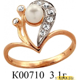 Золотое кольцо 585 пробы с фианитом, К00710