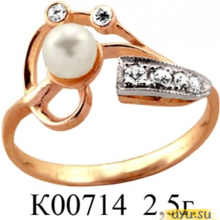 Золотое кольцо 585 пробы с фианитом, К00714