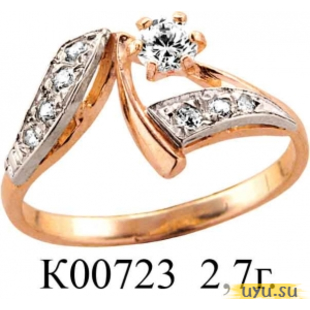 Золотое кольцо 585 пробы с фианитом, К00723
