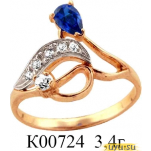 Золотое кольцо 585 пробы с фианитом, К00724