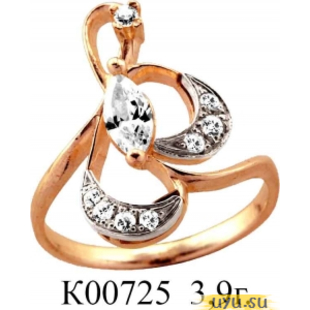 Золотое кольцо 585 пробы с фианитом, К00725