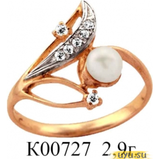 Золотое кольцо 585 пробы с фианитом, К00727
