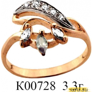 Золотое кольцо 585 пробы с фианитом, К00728