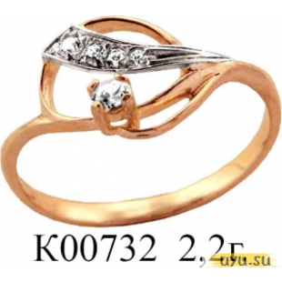 Золотое кольцо 585 пробы с фианитом, К00732