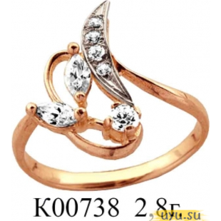 Золотое кольцо 585 пробы с фианитом, К00738