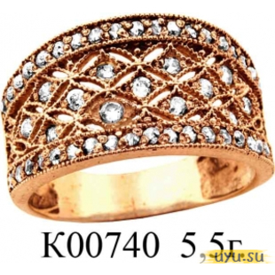Золотое кольцо 585 пробы с фианитом, К00740