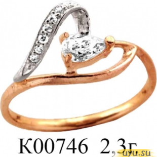Золотое кольцо 585 пробы с фианитом, К00746