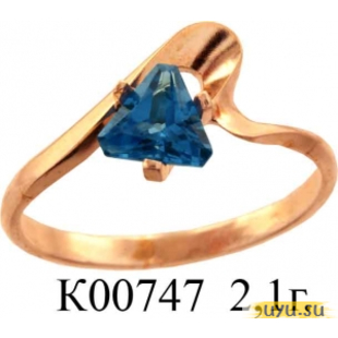 Золотое кольцо 585 пробы с фианитом, К00747