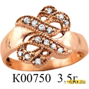 Золотое кольцо 585 пробы с фианитом, К00750