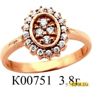 Золотое кольцо 585 пробы с фианитом, К00751