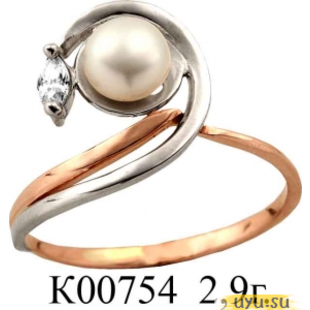 Золотое кольцо 585 пробы с фианитом, К00754