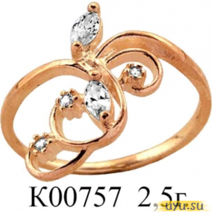 Золотое кольцо 585 пробы с фианитом, К00757