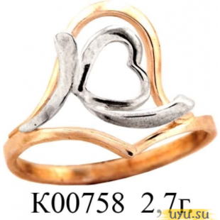 Золотое кольцо 585 пробы без камней К00758