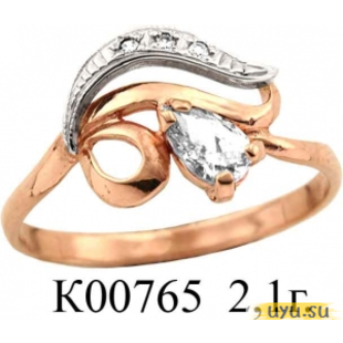 Золотое кольцо 585 пробы с фианитом, К00765