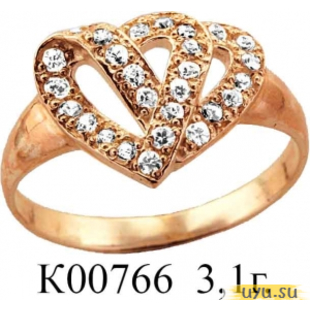 Золотое кольцо 585 пробы с фианитом, К00766