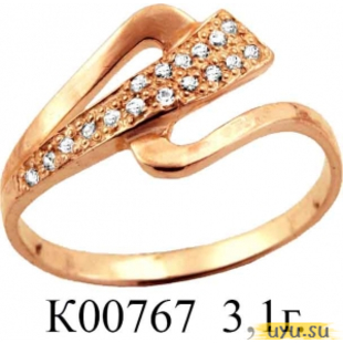 Золотое кольцо 585 пробы с фианитом, К00767
