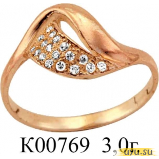 Золотое кольцо 585 пробы с фианитом, К00769