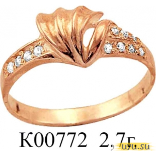 Золотое кольцо 585 пробы с фианитом, К00772