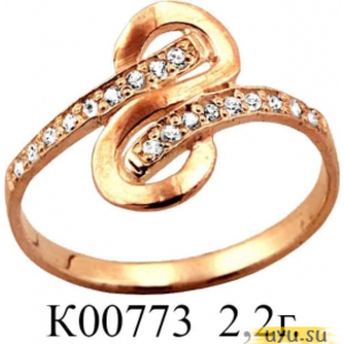 Золотое кольцо 585 пробы с фианитом, К00773