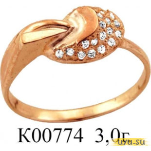 Золотое кольцо 585 пробы с фианитом, К00774