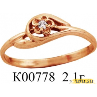 Золотое кольцо 585 пробы с фианитом, К00778