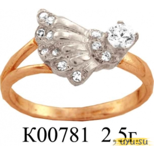Золотое кольцо 585 пробы с фианитом, К00781